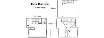 floor plan of the three bedroom townhome floor plans