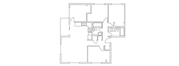 the floor plan of the living room and kitchen of a small house