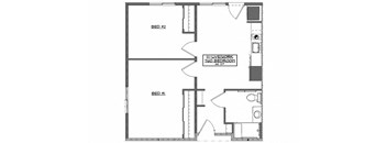 the floor plan of the second level of a house with a bedroom and a bathroom