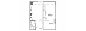 a floor plan of a small house with a bedroom and a living room