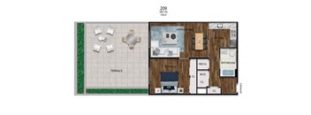 1 Bedroom 1 Bath w/Terrace