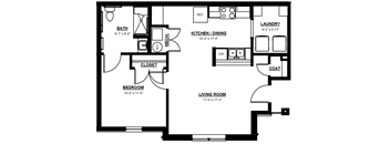 A black and white image of a floor plan for a home.