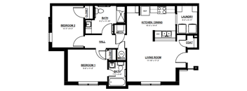 A black and white image of a floor plan for a house.