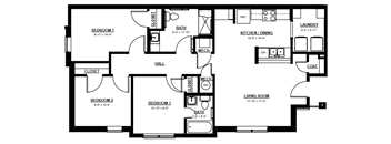 A black and white image of a floor plan for a house.