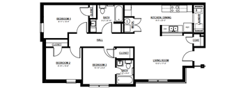 A black and white image of a floor plan for a house.