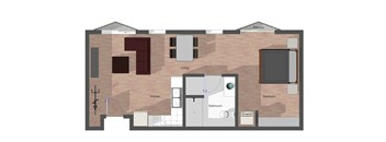 1 Bedroom, 1 Bathroom, Building B. 648 square feet.