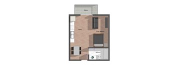 Studio Building B, 461 square feet