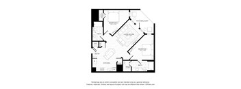 A black and white drawing of a house layout.
