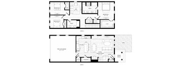 A black and white image of a two level house plan.
