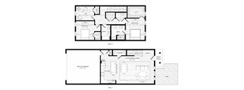 A black and white image of a two level house plan.