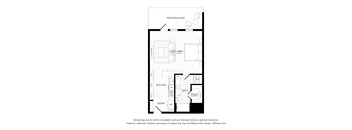 A floor plan of a house with labeled rooms such as kitchen, living area and bathroom.