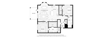 A black and white floor plan of a two bedroom apartment.