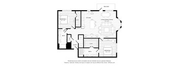 A black and white drawing of a house layout with a balcony.