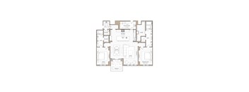 A floor plan of a house with a kitchen, bathroom, and living room.