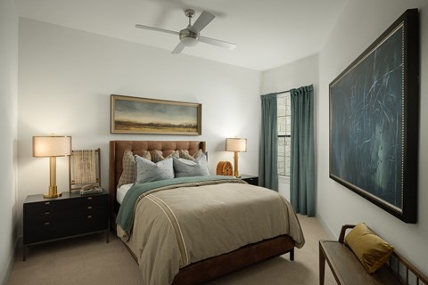 The Alyssa furnished bedroom, wall decor, light fixture