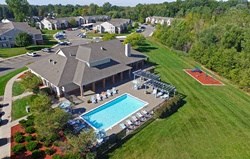 an aerial view of the pool at the resort at governors crossing