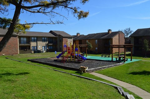 Outdoor pool side at Overton Park Apartments, Dallas, Texas