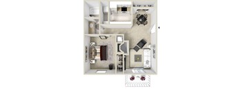 a floor plan of a house with a bedroom and a living room