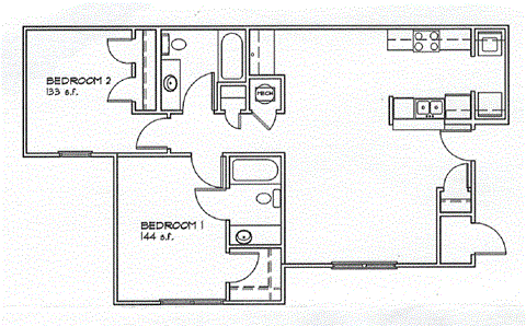a floor plan of a bedroom apartment