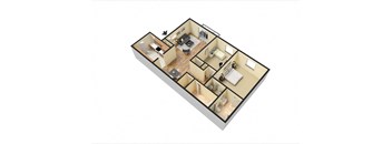 the illustration of the upper floor of a 3d floor plan