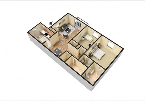 the illustration of the upper floor of a 3d floor plan