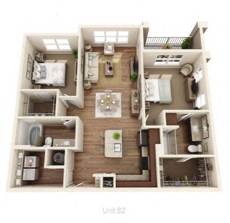 a 2 bedroom192 sq ft floor plan
