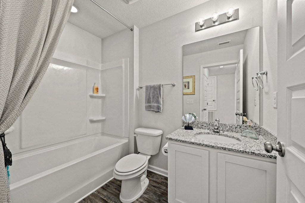 a bathroom with a sink toilet and a bath tub