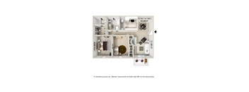 a bedroom floor plan is provided for this apartment