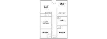 A floor plan of a house with labeled rooms.