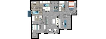 A floor plan of a house with a master bedroom, two other bedrooms, a living room, a dining room, a kitchen, a pantry, a laundry room, and bathrooms.