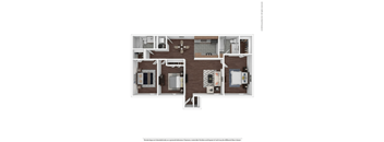 A floor plan of a house with a kitchen, living room, and two bedrooms.