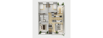 a bedroom floor plan with a bathroom and a living room