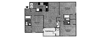 A black and white image of a floor plan for a house.