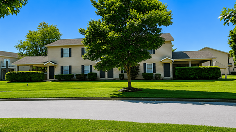 A large house with a tree in front of it.