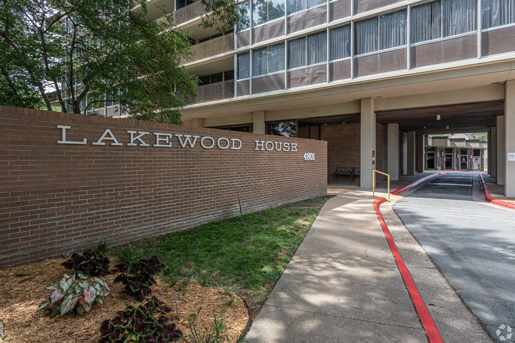 a brick building with the entrance to lakewood house