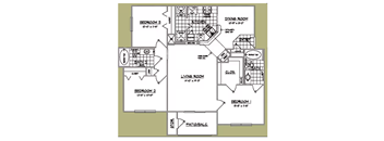 A floor plan of a house with labeled rooms and dimensions.