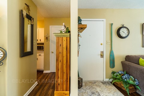 a view from the living room into the kitchen