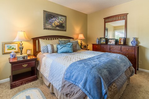 a bedroom with a large bed and two nightstands