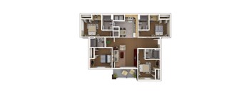 the bungalow floor plan with 2 bedrooms and 2 baths