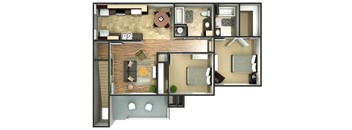 a floor plan of a house with a bedroom and a living room
