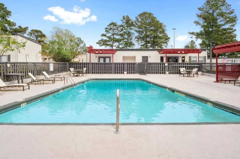 the swimming pool at the apartments for rent