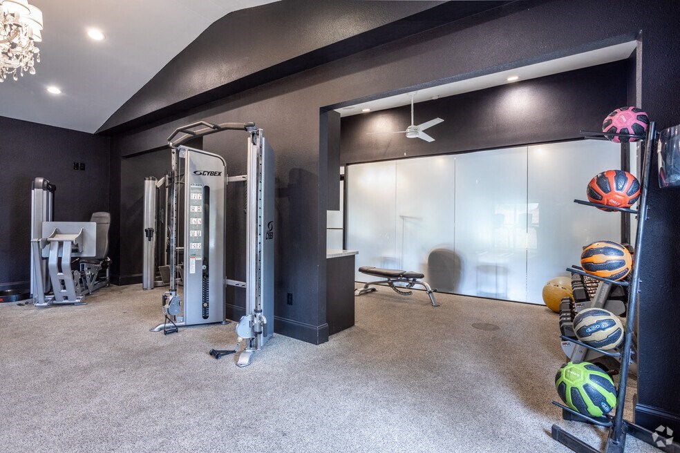 the gym at the flats at big tex apartments