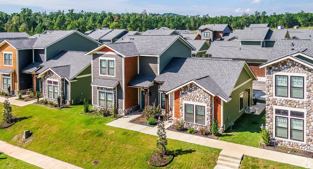 a row of houses in a suburban neighborhood