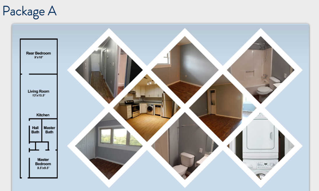 a collage of images of a bathroom and a living room