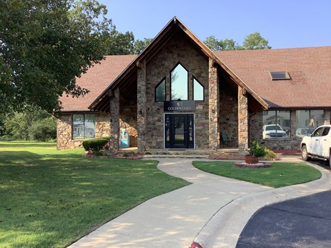 a view of the front of the office building