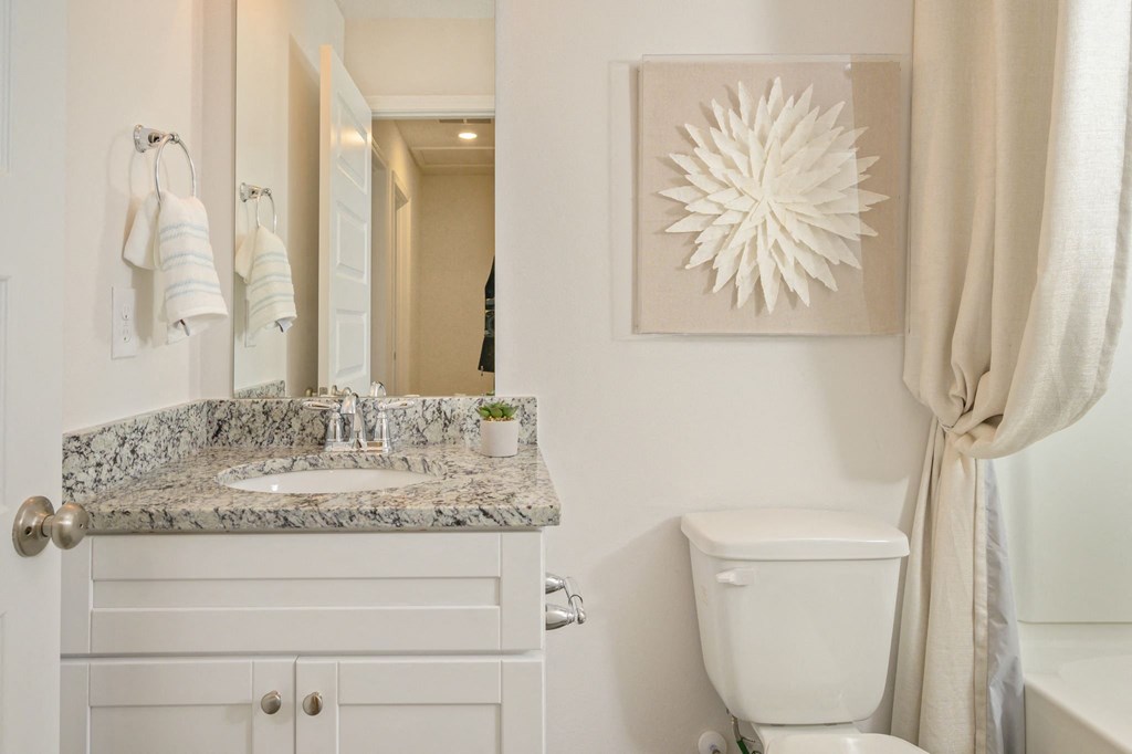 a bathroom with a sink toilet and a mirror