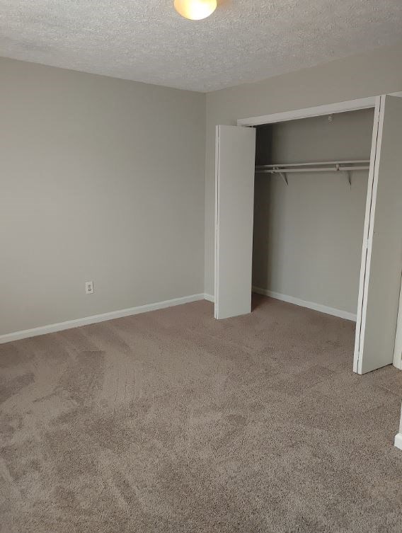 an empty living room with an open closet