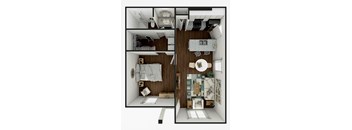 a floor plan of a 1 bedroom apartment at the arlington in arlington heights