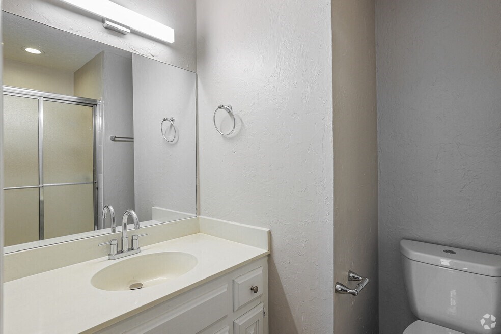 a bathroom with a sink and a mirror and a toilet