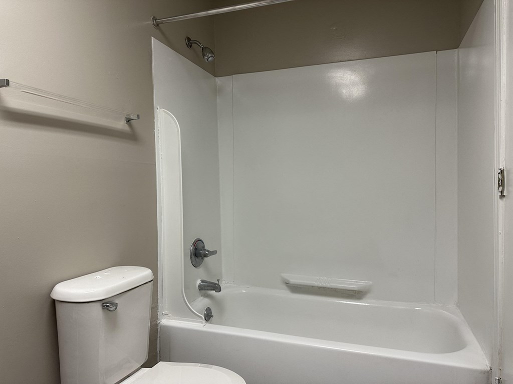 a bathroom with a toilet and a bath tub